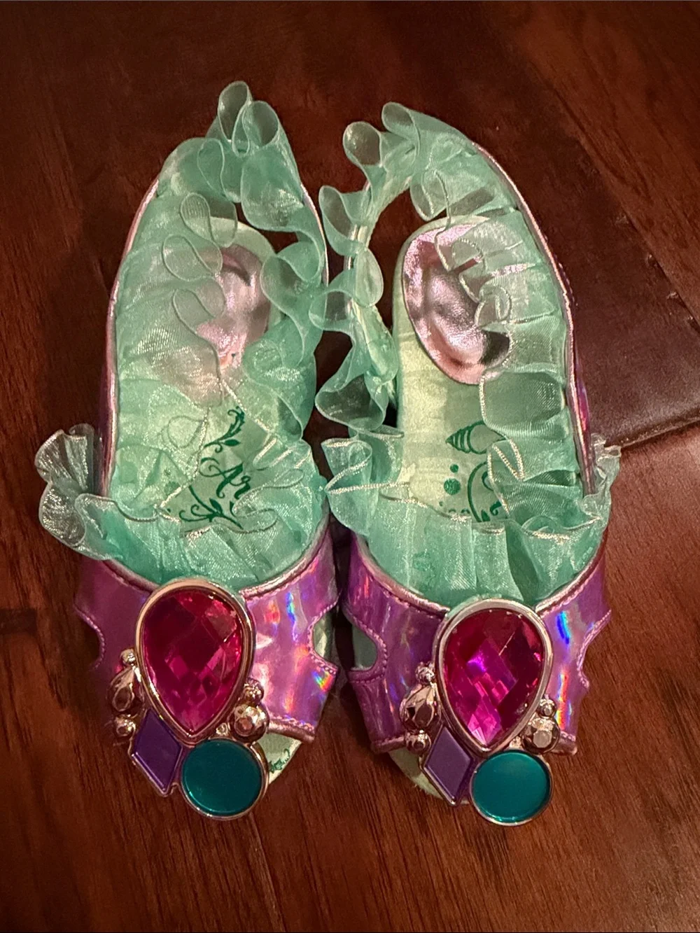Disney Iridescent Pink and Teal Jewel Dress Sandals